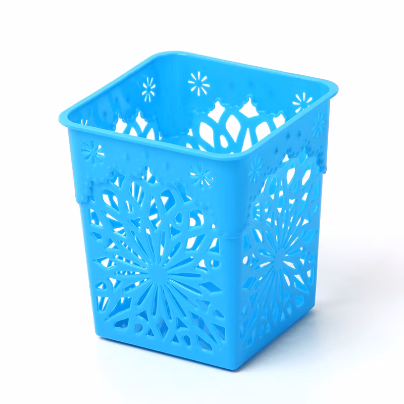 Cute Plastic Hollow Floral Design Colorful Pencil Holder, Pen Holder, Pencil Cup