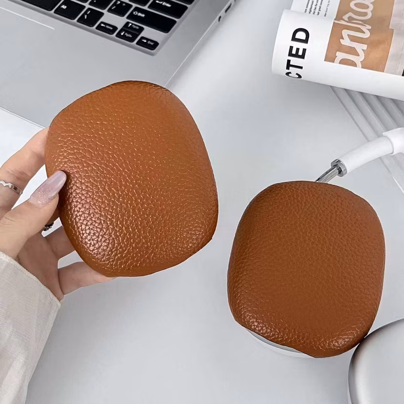 Brown Lychee Leather Fashion Airpods Max Headset Case for Apple Airpods Max