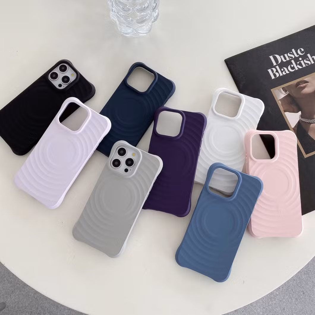 3D Wave Satin Ruffle Pattern Phone Case for iPhone 15 PRO Max Magnetic Solid Cover
