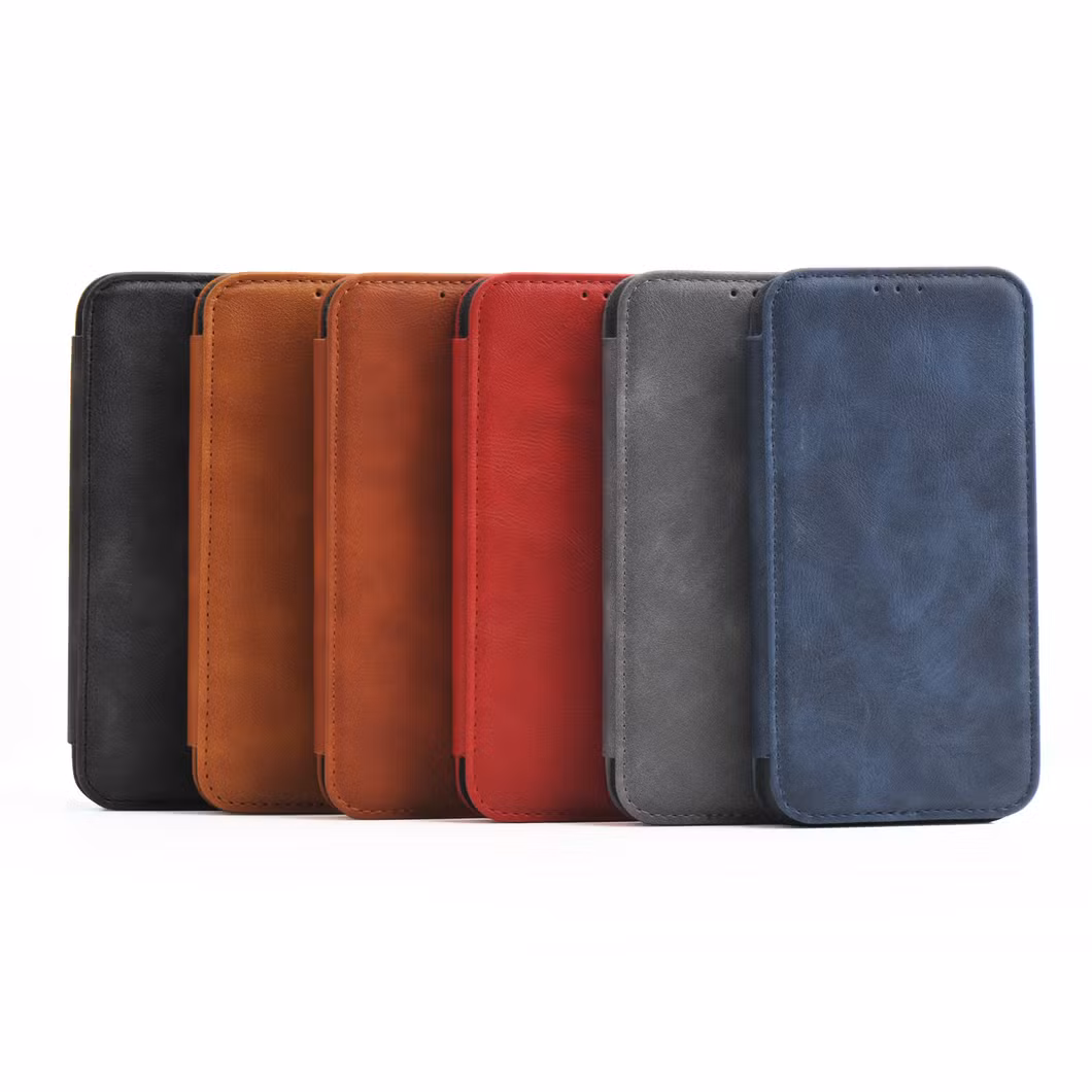 Custom PU TPU Leather Wallet Stand Phone Case for iPhone 13 14 Mobile Flip Cover Mobile Phone Accessories Cover Book Case with Magnetic Closure Card Slots