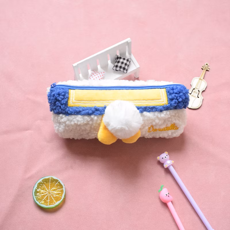 Wide Use Flannel Zipper Kawaii Circular Pencil Bag Pencil Case for Promotion Gift
