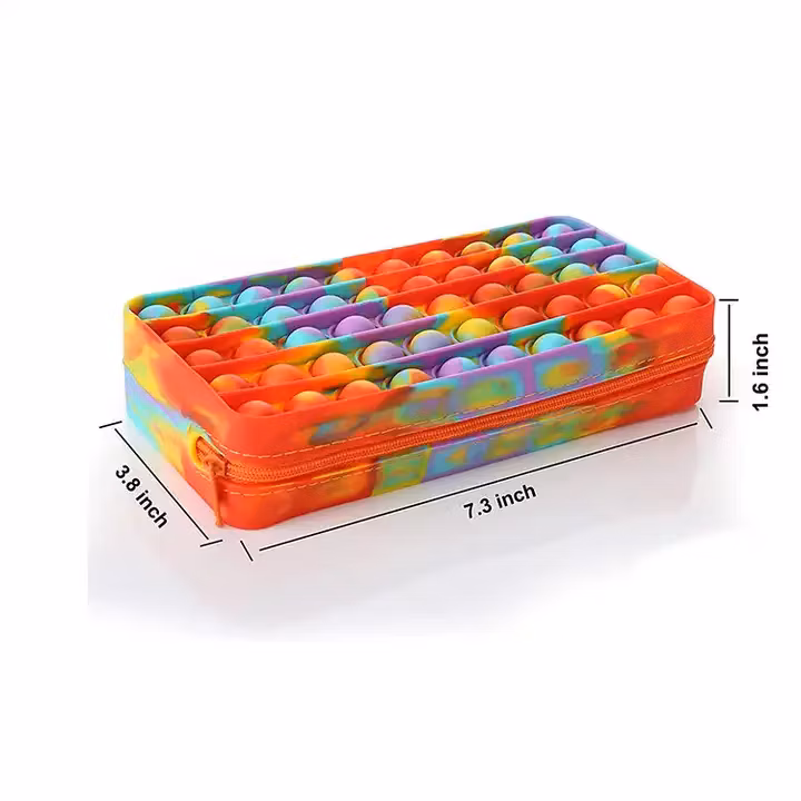 Color Mixture Release Stress Silicone Fidget Poppers Pencil Case
