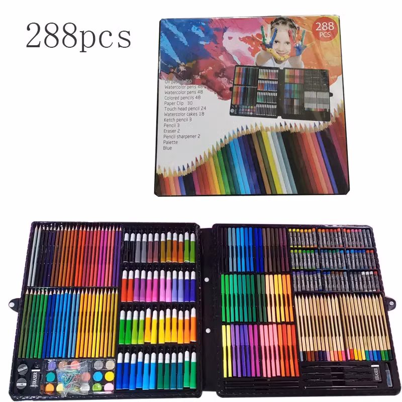 Plastic Kids Crayon Coloring Case Pencil Oil Pastel Maker Art Drawing Kit Set for Children