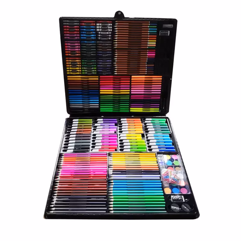 Plastic Kids Crayon Coloring Case Pencil Oil Pastel Maker Art Drawing Kit Set for Children