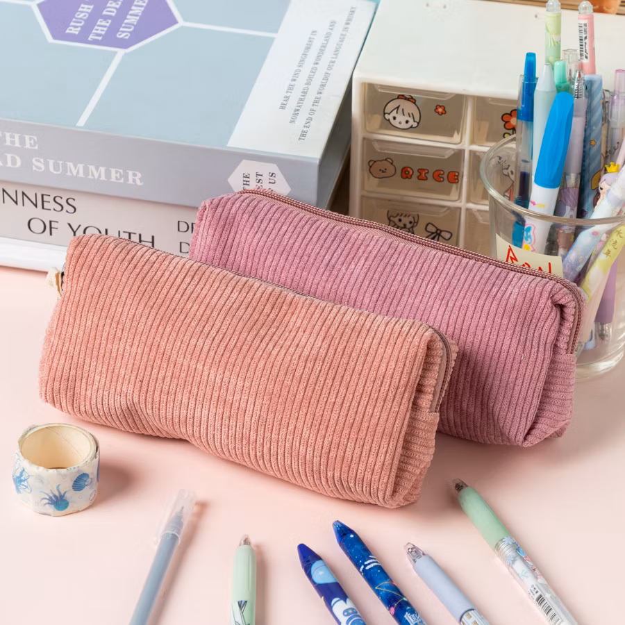 Stylish Corduroy Pencil Case Bag for Artists and Students