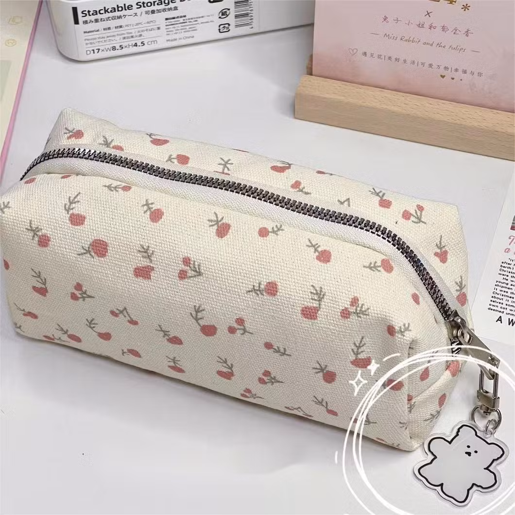 Small Floral Pencil Case, Student Stationery Storage Bag Makeup Bag