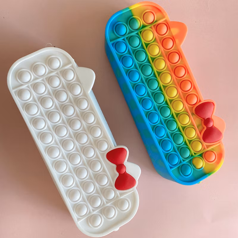 New Decompression Poppet Fidget Pencil Bag Pouch for Puzzle Bubble Silicone Pen Case Pops up Fidget Popper Pencil Case