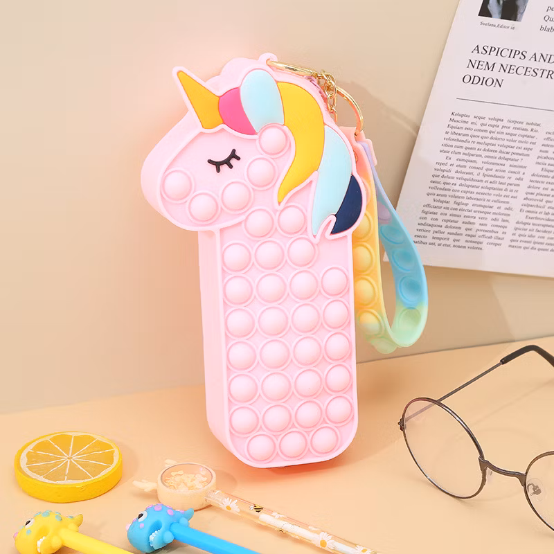 Wholesale DIY Unicorn Silicone Pen Bag Children Cute Stationery Features Pencil Cases