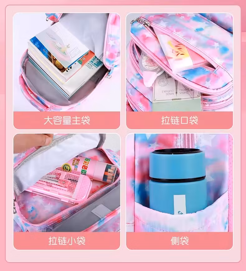 3 in 1 Floral Backpack Female Students Simple Schoolbag Lunch Bag Pencil Case 3-Piece School Backpack Set