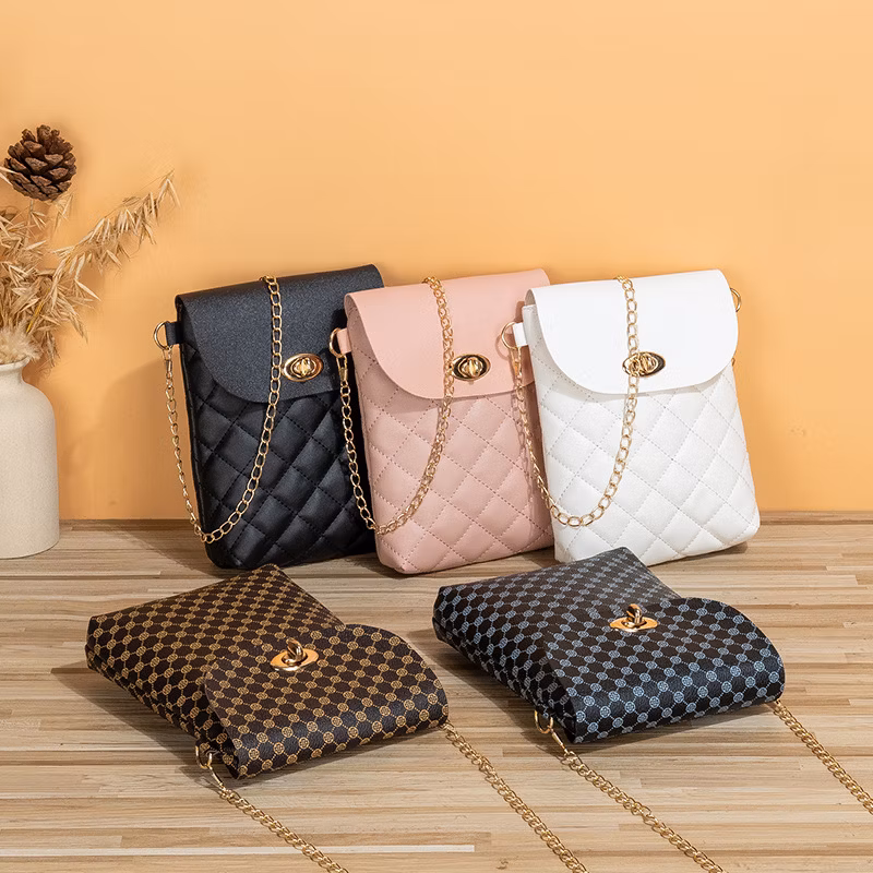 Lattice Crossbody Printed Bag Leather Cell Phone Bag Mobile Phone Case