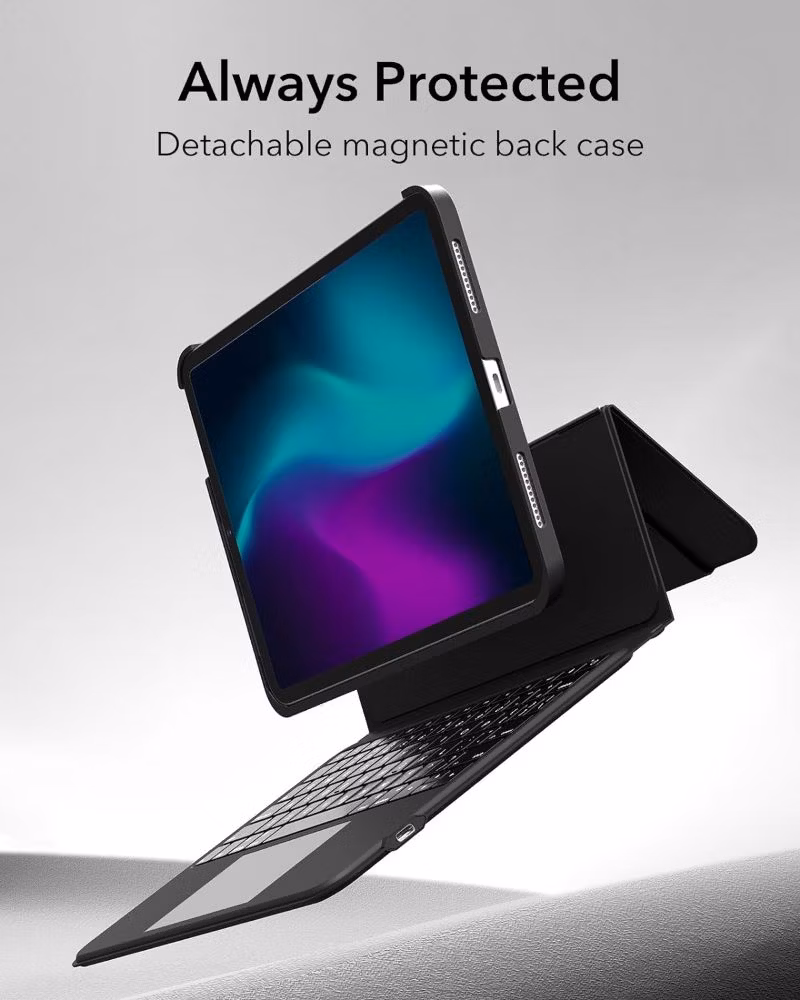 Magnetic Detachable Bluetooth Keyboard Case, with Touchpad, Portrait/Landscape Stand, 7-Color Backlit Keyboard Case for iPad PRO 11 (2024) /11-Inch, 5 Gen.
