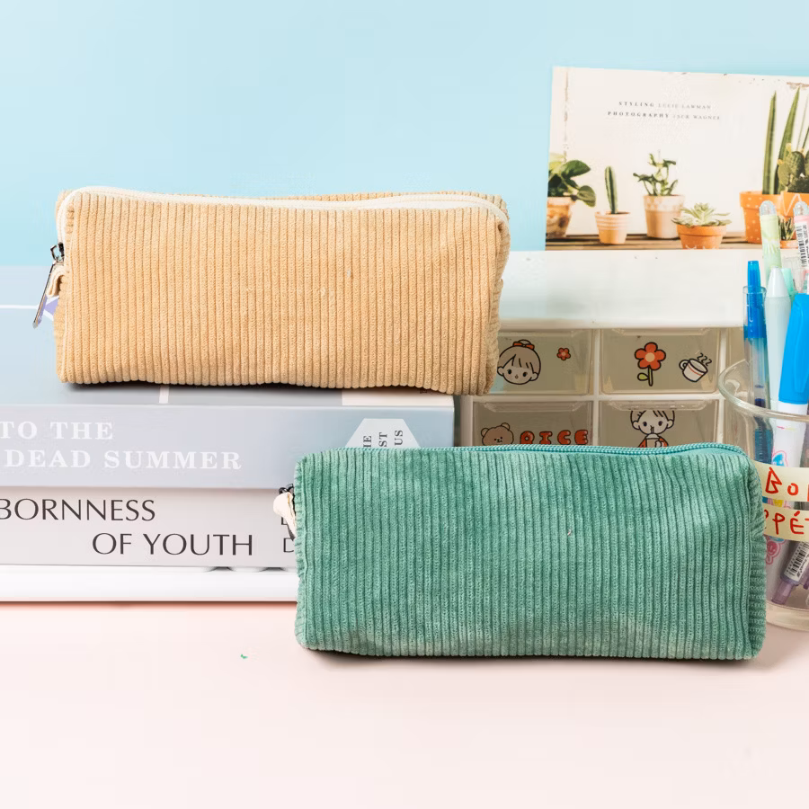 Stylish Corduroy Pencil Case Bag for Artists and Students