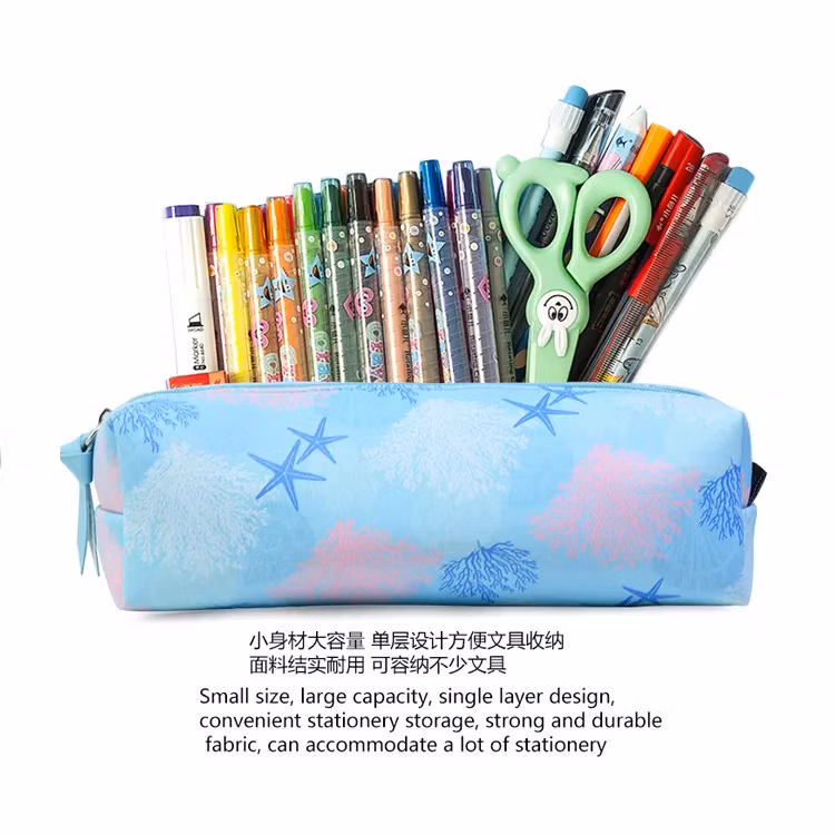 Our Own Brand Starfish Coral Pencil Case Blue Ocean Series PU Pencil Case Student Stationery Bag