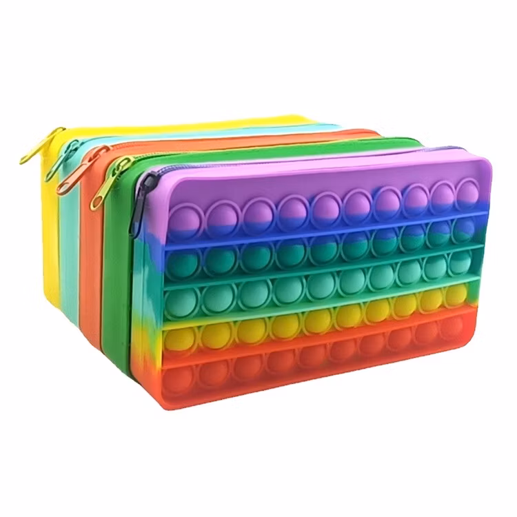 New Funny Compressive Popper Pencil Case Pop up Push Personalised Silicone Toys Kids Pencil