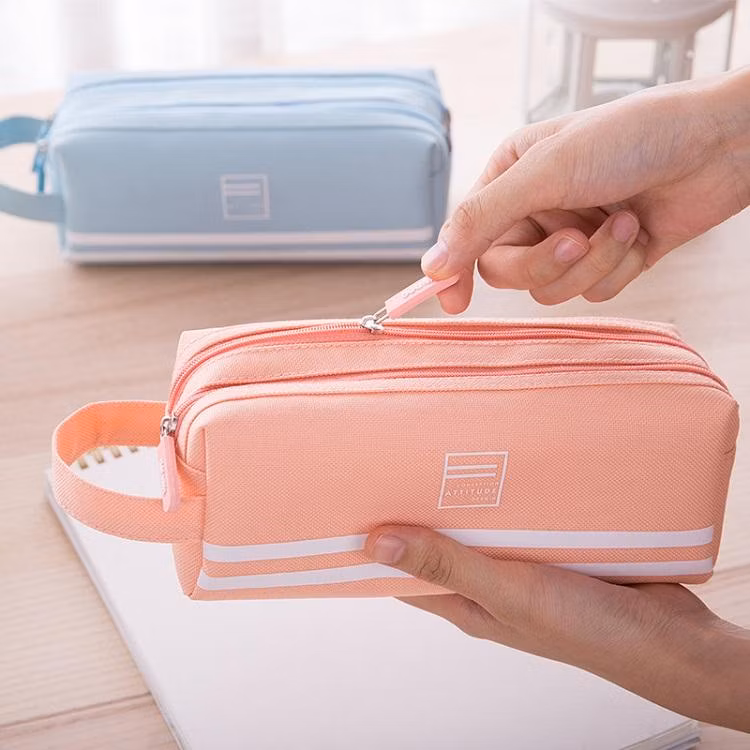 New Custom Pencil Cases for Girls Oxford Cloth Double Zipper Pencil Case
