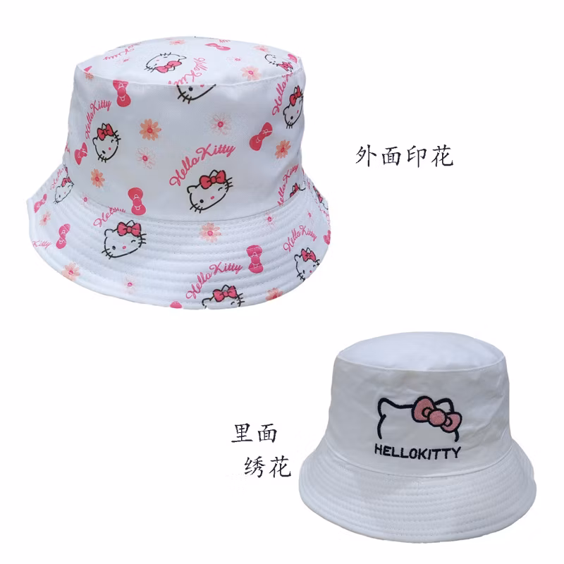 Hello Kt Wholesale Bucket Hats Travel Fishing Sun Hats for Girls for Women