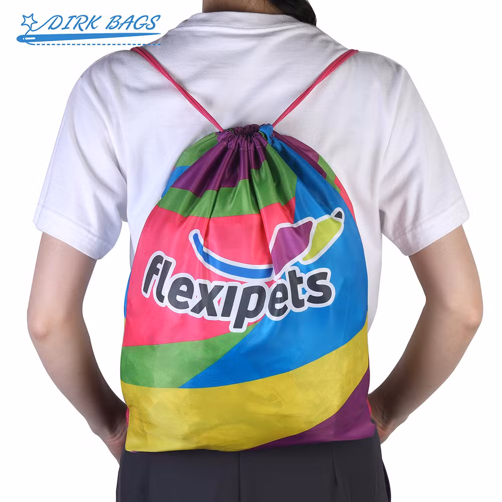 Large Capacity Promotional Advertising Bag Polyester Nylon Drawstring Backpack