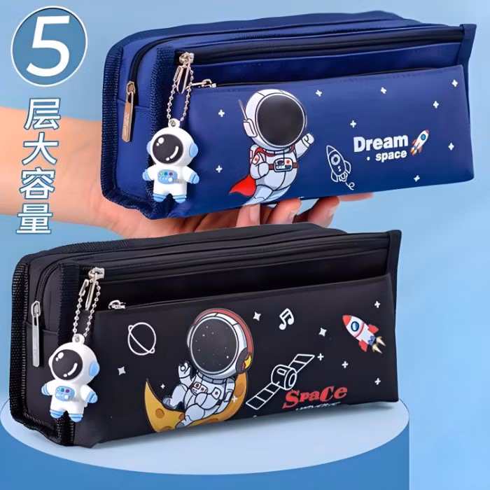 Custom Canvas Style Solid Color Pencil Case Pouch Large Capacity Pencil Case
