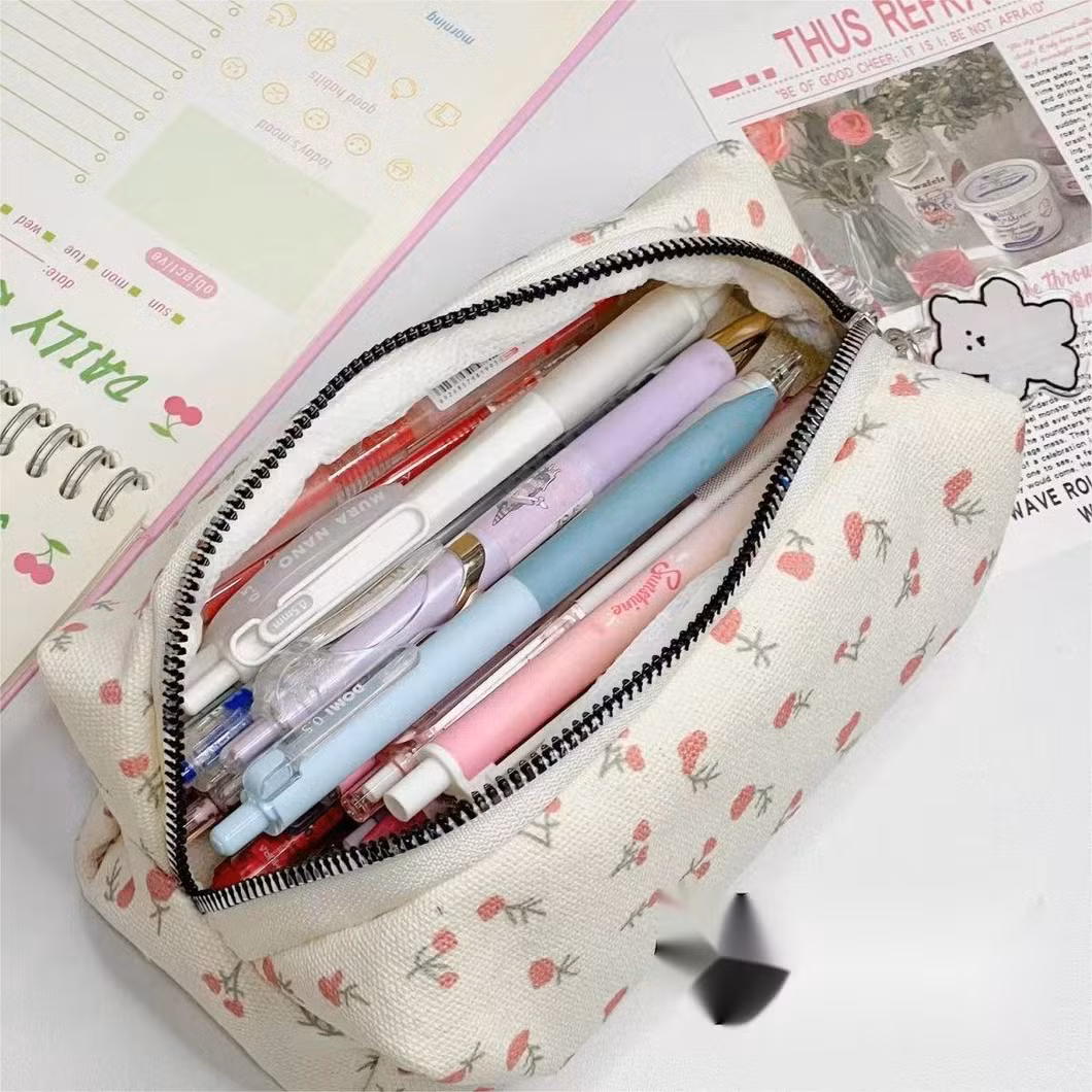 Small Floral Pencil Case, Student Stationery Storage Bag Makeup Bag
