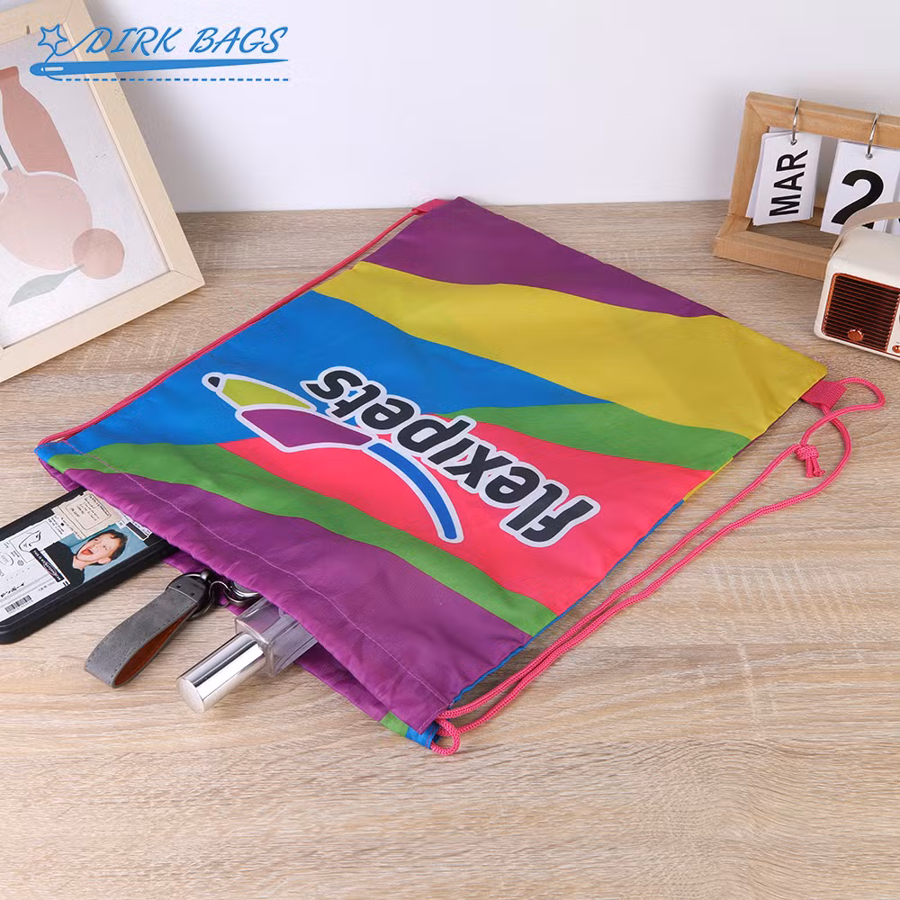 Large Capacity Promotional Advertising Bag Polyester Nylon Drawstring Backpack
