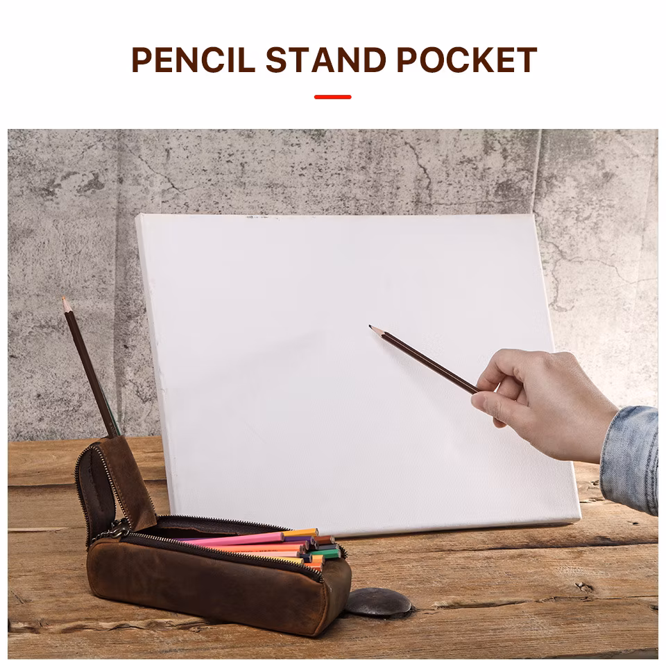 GA151 personalised stationery multi function a luxury pen leather cases multifunctional for single pouch large capacity custom pencil case
