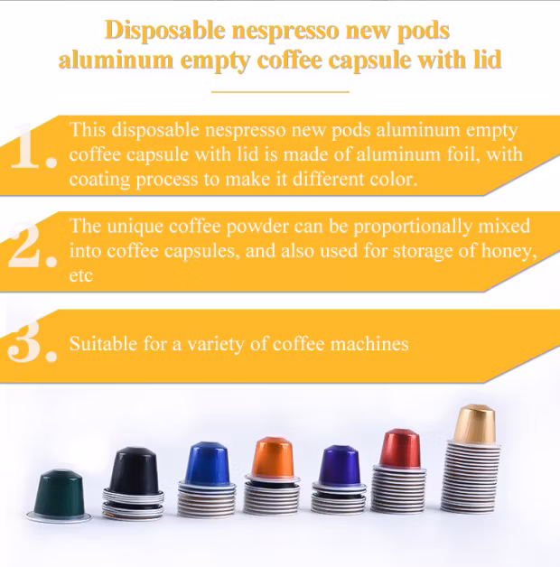 15ml Multicolored High Quality Aluminum Coffee Capsule with Heat-Sealed Lid