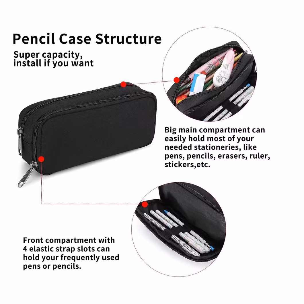 Blank Solid Color Customized Logo Wholesale Fashion Portable Pencil Case Small Student Oxford Pen Pencil Bag for School