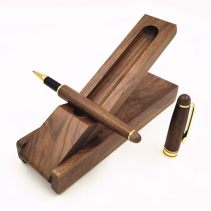 Custom Engraved Logo Luxury Wooden Pen with Box Wooden Pen Case Eco-Friendly Gift Wooden Pen Set