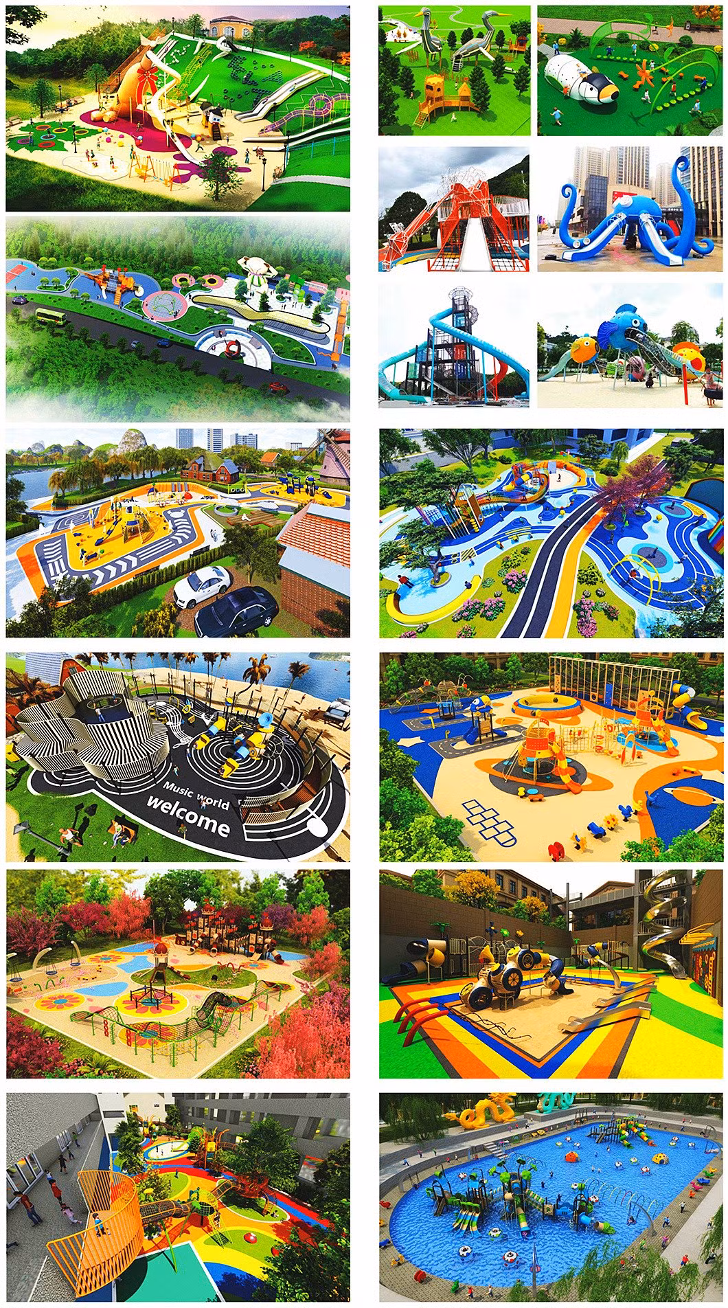 Large Outdoor Playground Equipment Children′s Amusement Park Community Plastic Slide Game Forest Series