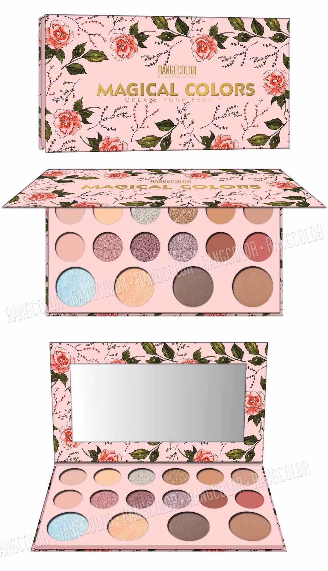 Secret Garden16 Color High Pigment Cardboard Eyeshadow, Highlighter, Contour Palette Private Label Cosmetic