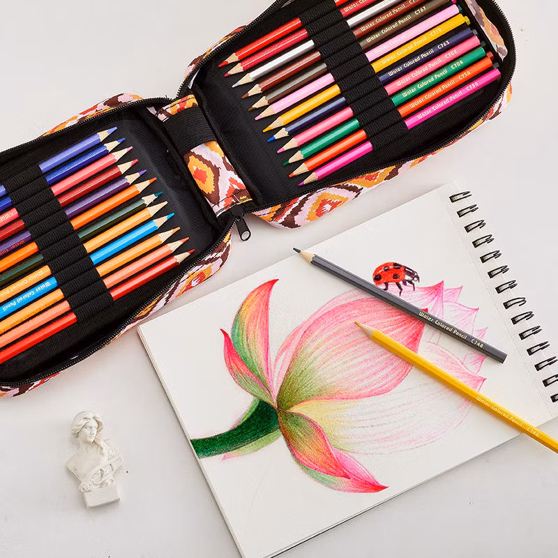Professional 72 Color Colored Pencil Set Zipper Coloured Nylon Case Colored Pencil