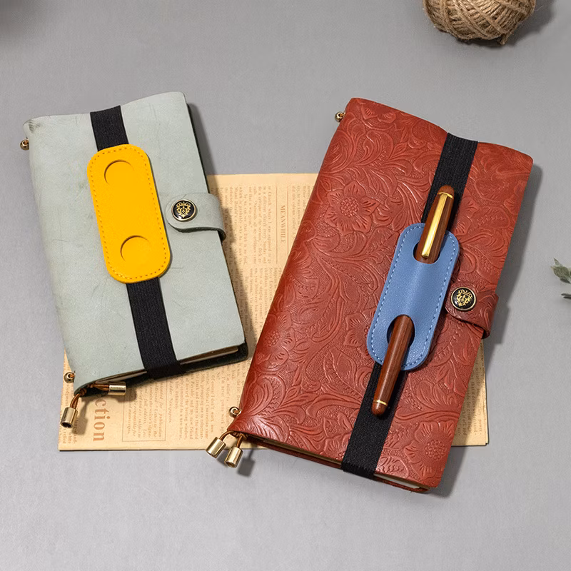 Wholesale Adjustable Elastic Band Leather Pen Holder A5 Notebook Pencil Case Journal Pen Sleeve