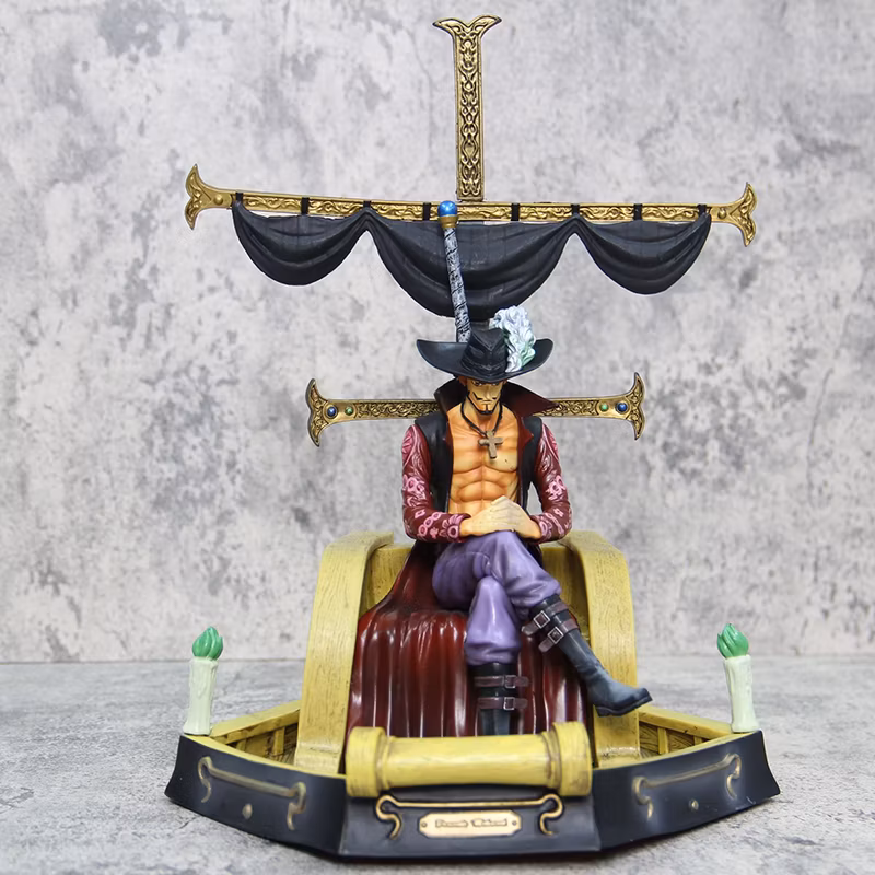 One Piece Anime Figure Gk Scene Sitting Throne Sail Eagle Eye Dracule Mihawk Model Decoration Cartoon-Character
