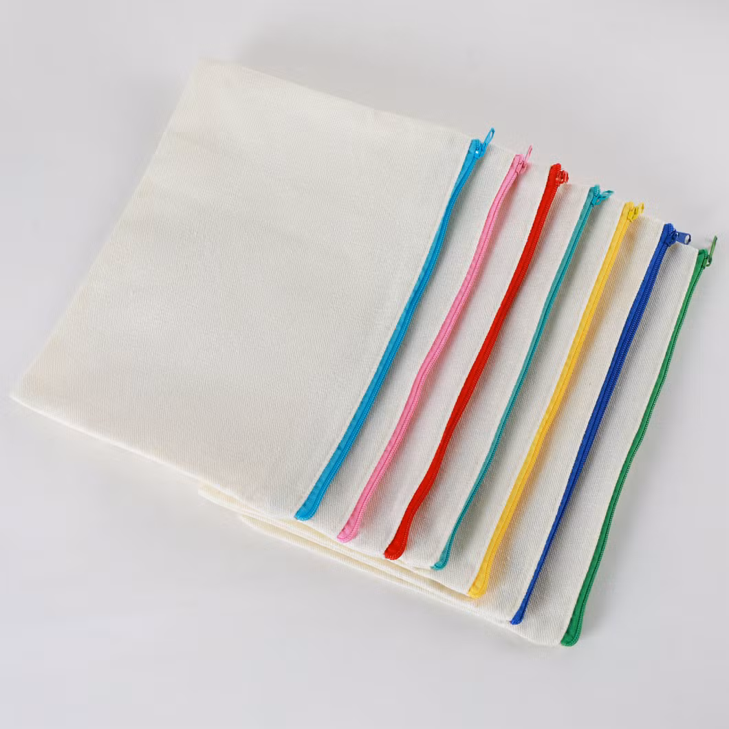Wholesale Multi-Size Natural Cotton Zipper Pencil Bag