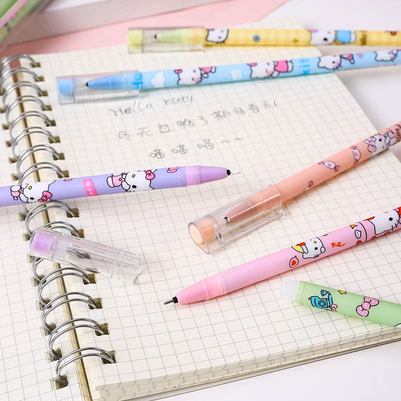 Cartoon Pattern School Student Write Blue and Black Ink Erasable Gel Ballpoint Neutral Pen