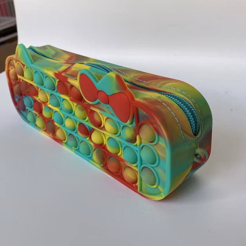 New Decompression Poppet Fidget Pencil Bag Pouch for Puzzle Bubble Silicone Pen Case Pops up Fidget Popper Pencil Case