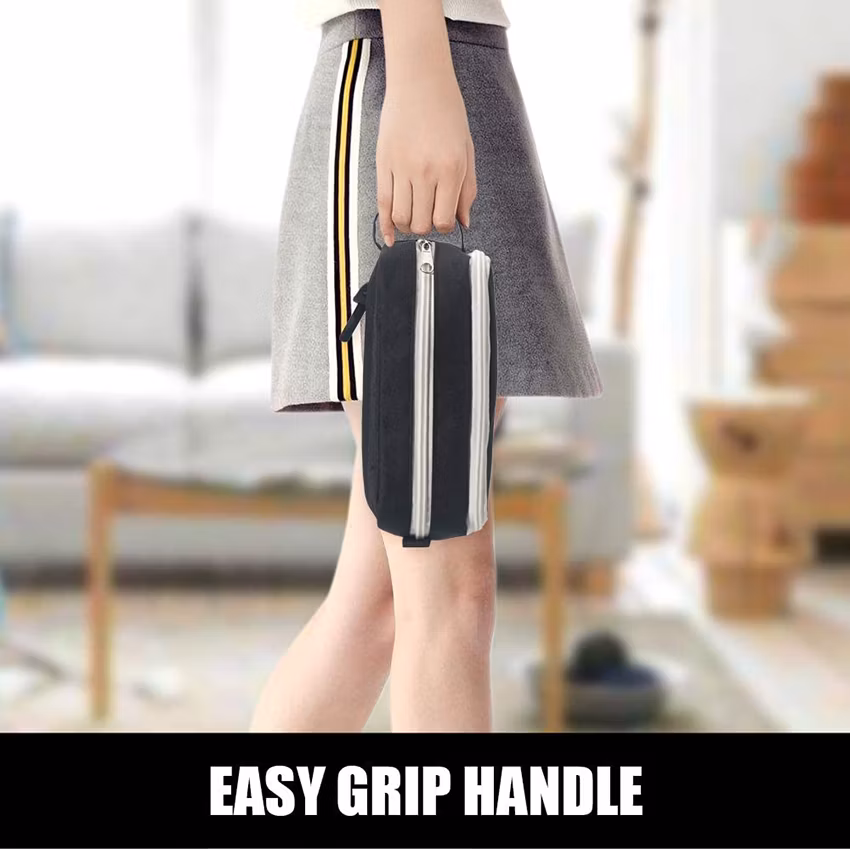 High Capacity Pen Case Black, Durable Pencil Bag Stationery Pouch Zipper, Portable Journaling Supplies with Easy Grip Handle & Loop, Asthetic Supply for Adults