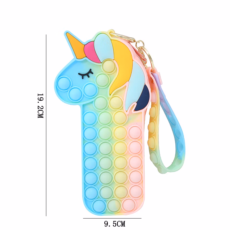 Wholesale DIY Unicorn Silicone Pen Bag Children Cute Stationery Features Pencil Cases