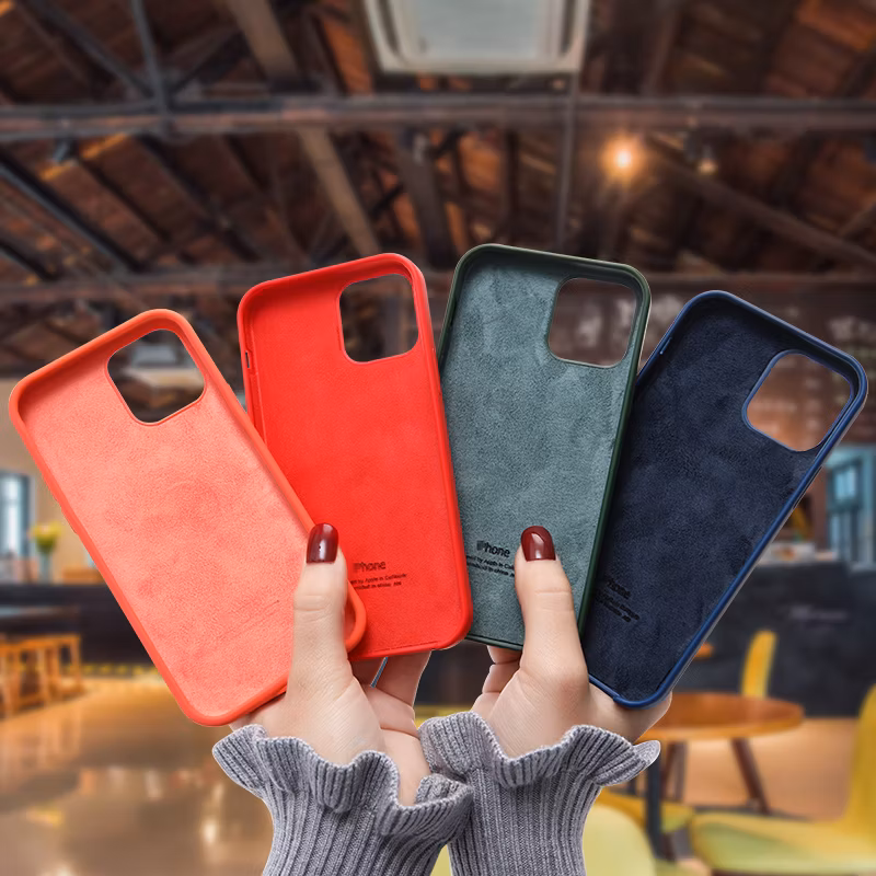 2024 New Custom Solid Color Cell Phone Case for Apple 12 13 14 PRO Max Official Original Logo Solid Silicone Phone Case Cover