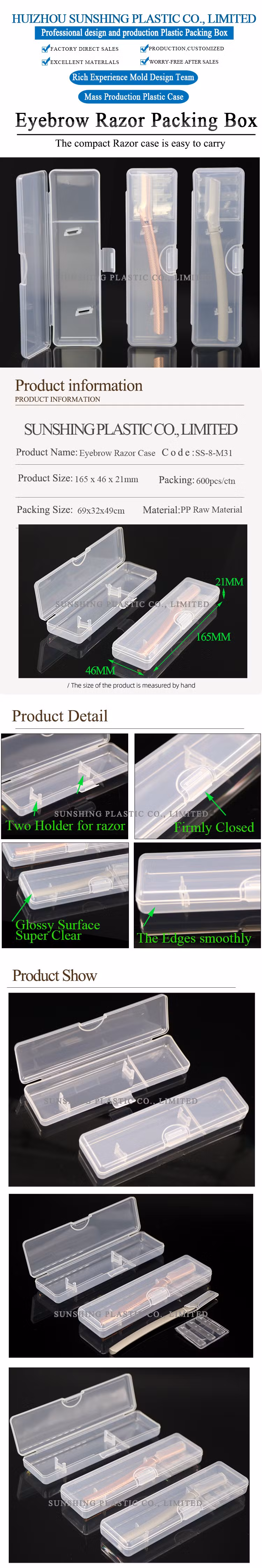 Sunshing Plastic Eyebrow Razor Package Facial Hair Removal Shavers Storage Case