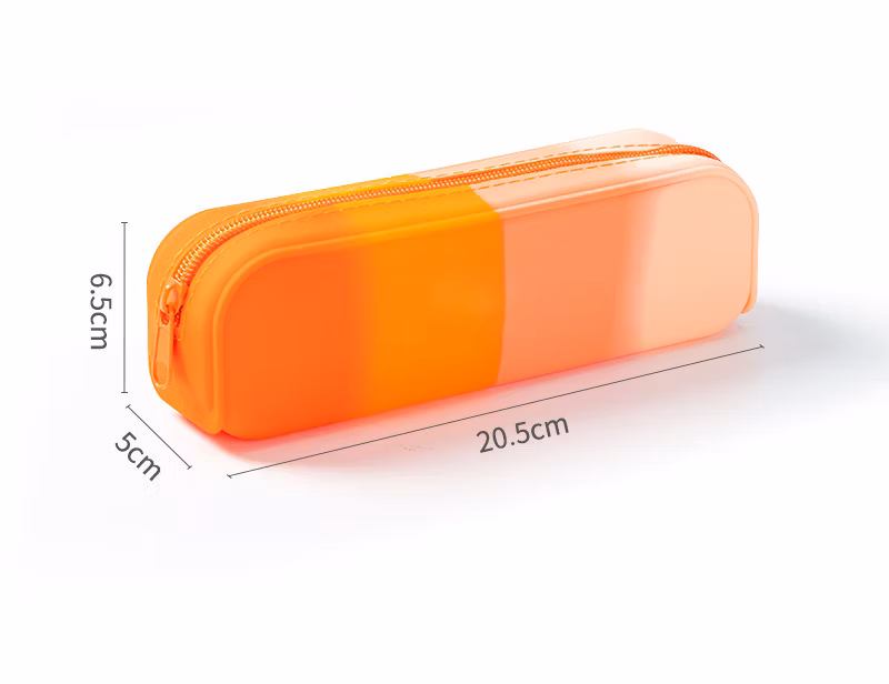 Creative Student Gradient Color Rectangular Silicone Pencil Bags, Large Capacity Office Study Stationery
