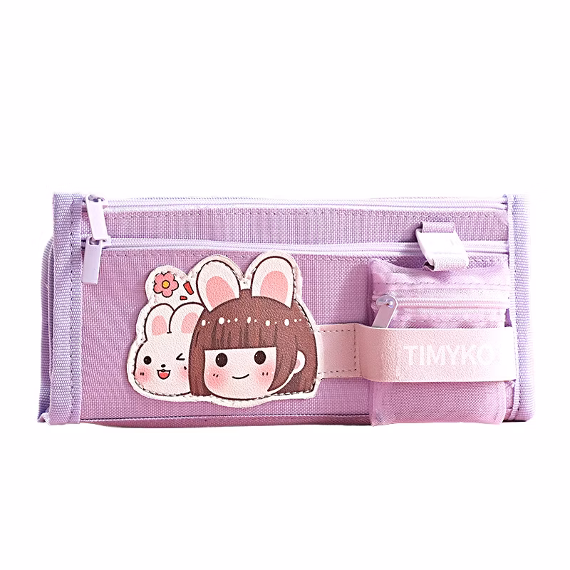 High Capacity Canvas Pencil Case Oxford Pencil Purse Kids Girls Study School
