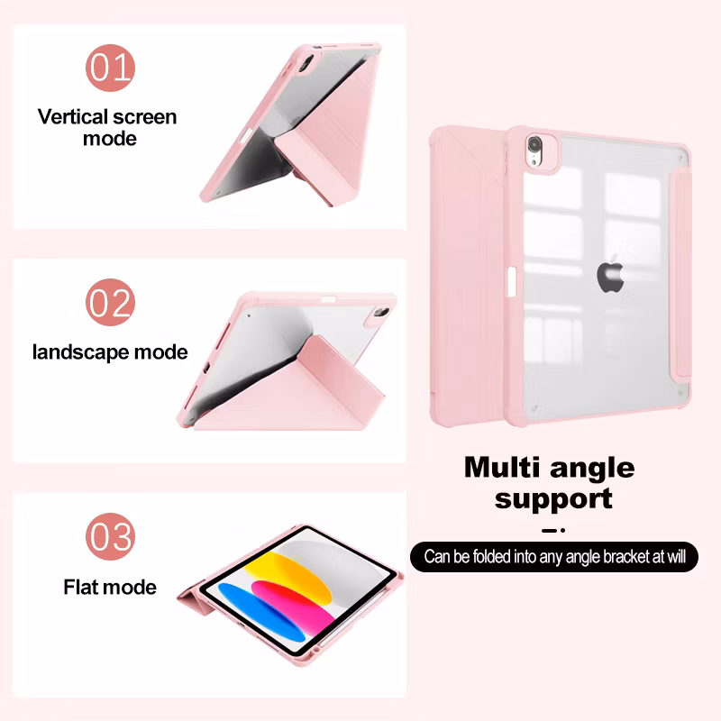 High Permeability Acrylic TPU Solid Color Bag with Pen Slot Air/iPad/PRO9.7-11 Protective Case