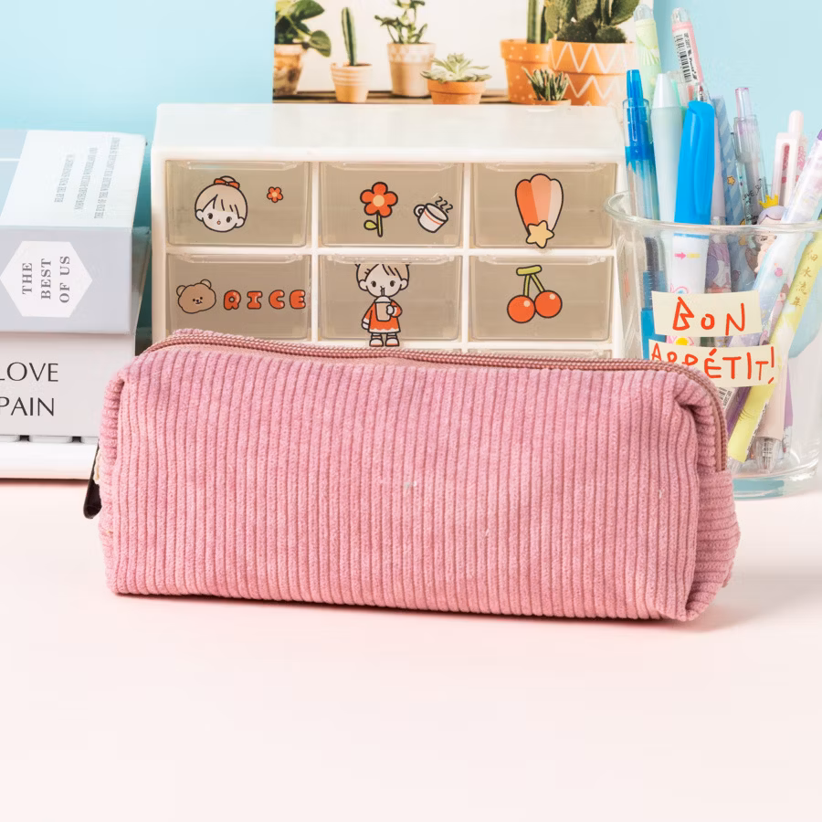 Stylish Corduroy Pencil Case Bag for Artists and Students