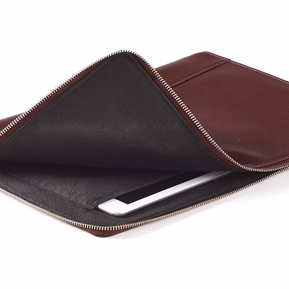 Daily Portable Portfolio Folder Black Leather Tablet Cover Multi-Functional Tablet Case