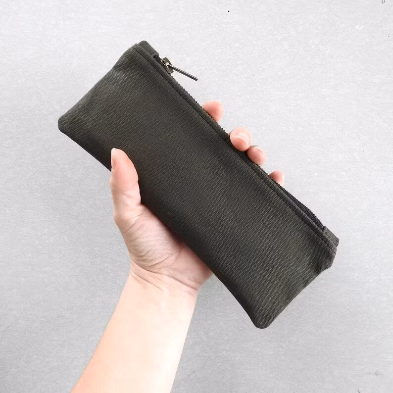 Durable Blank Small Gift Dust Storage Waterproof Waxed Canvas Zipper Pencil Case