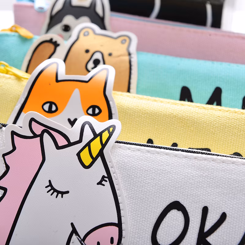 Hot Selling Zipper Kawaii Animal Pencil Bag Pencil Case for Office