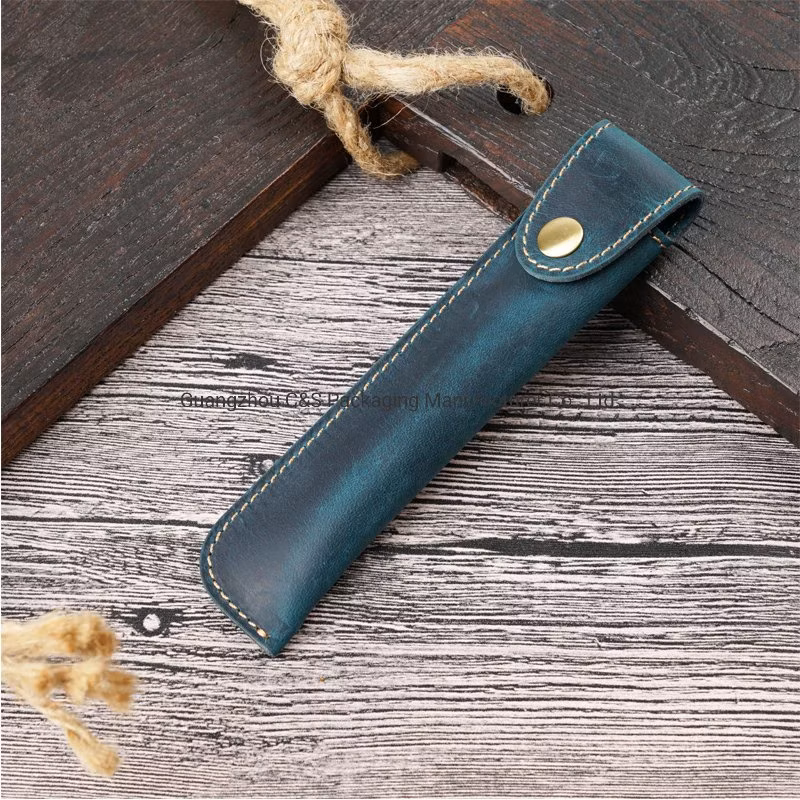 Custom Handmade Vintage Leather Pencil Case Pouch Holder Ballpoint Pen Case for Gift