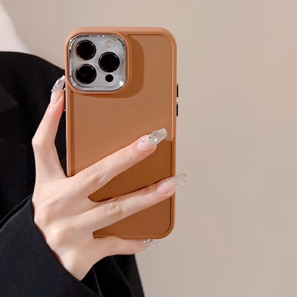 Electroplated Lens Apple Phone Case Soft Silicone Simple Solid Color