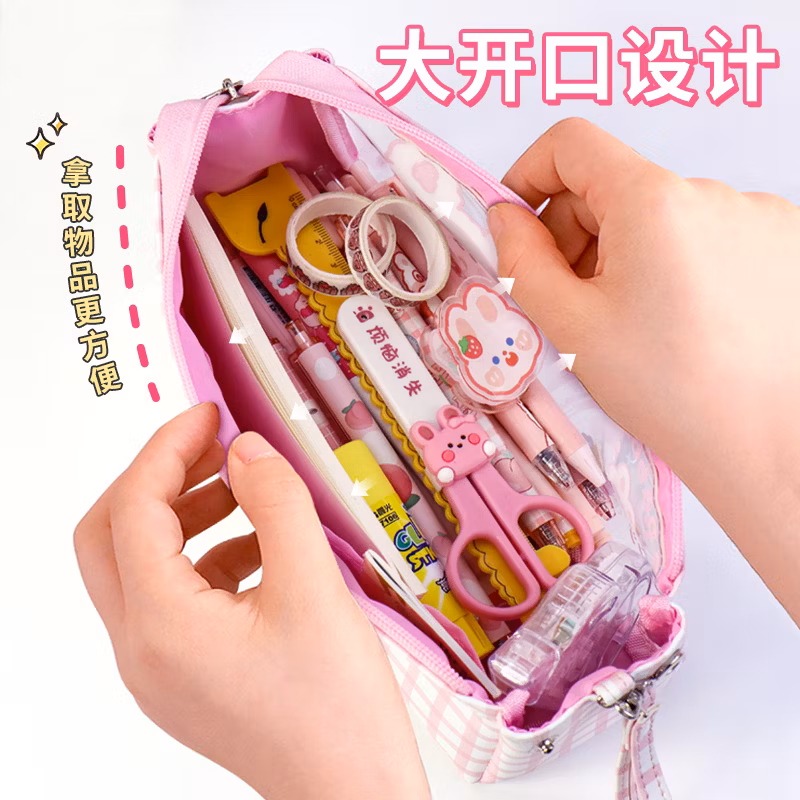 Hot Selling Zipper Kawaii Circular Pencil Bag Pencil Case for School & Office